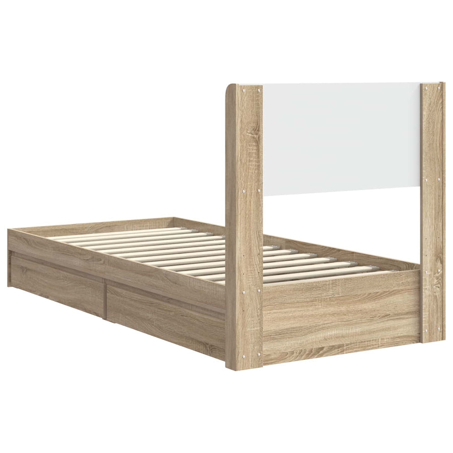 Bedframe met opbergruimte en hoofdbord Sonoma Eiken 90 x 190 cm