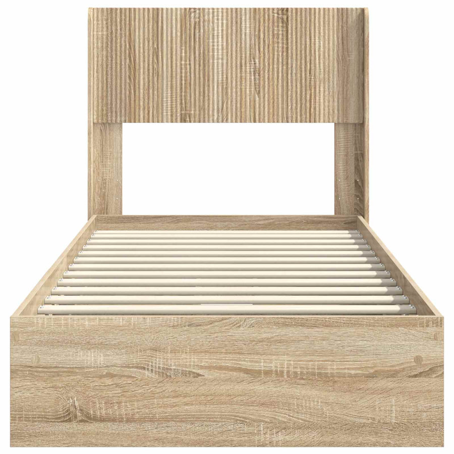 Bedframe met opbergruimte en hoofdbord Sonoma Eiken 90 x 190 cm