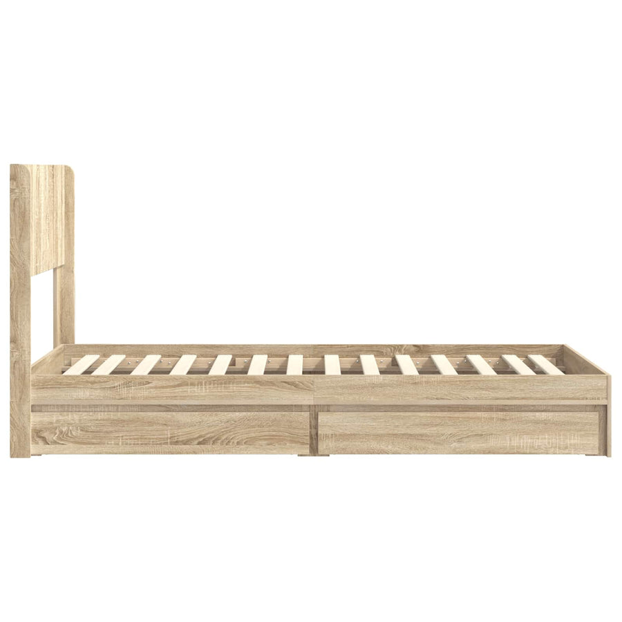 Bedframe met opbergruimte en hoofdbord Sonoma Eiken 90 x 190 cm
