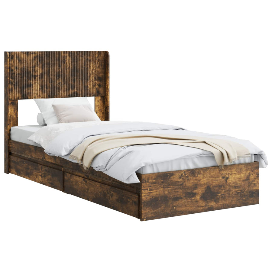 Bedframe met opbergruimte en hoofdbord 3 pcs Bewerkt hout
