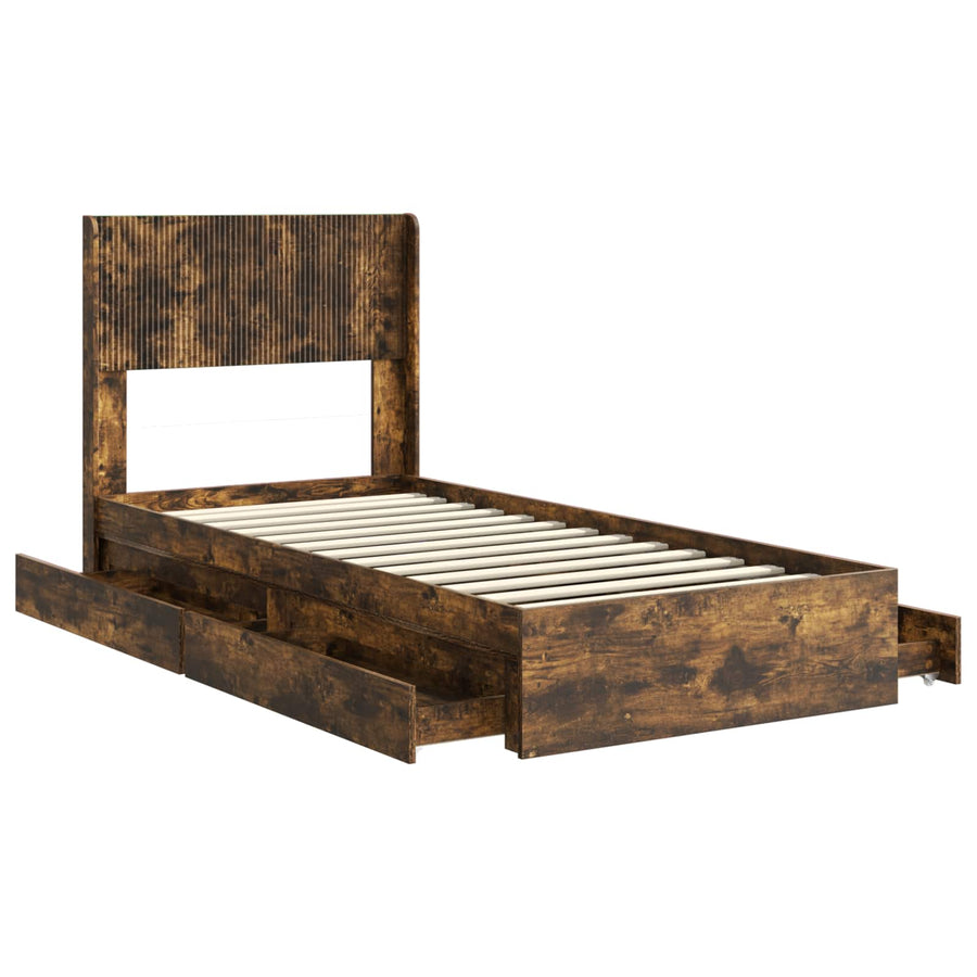 Bedframe met opbergruimte en hoofdbord 3 pcs Bewerkt hout