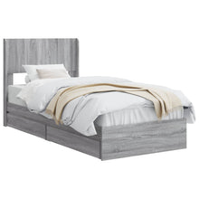 Bedframe met opbergruimte en hoofdbord Grijs Sonoma 90 x 190 cm