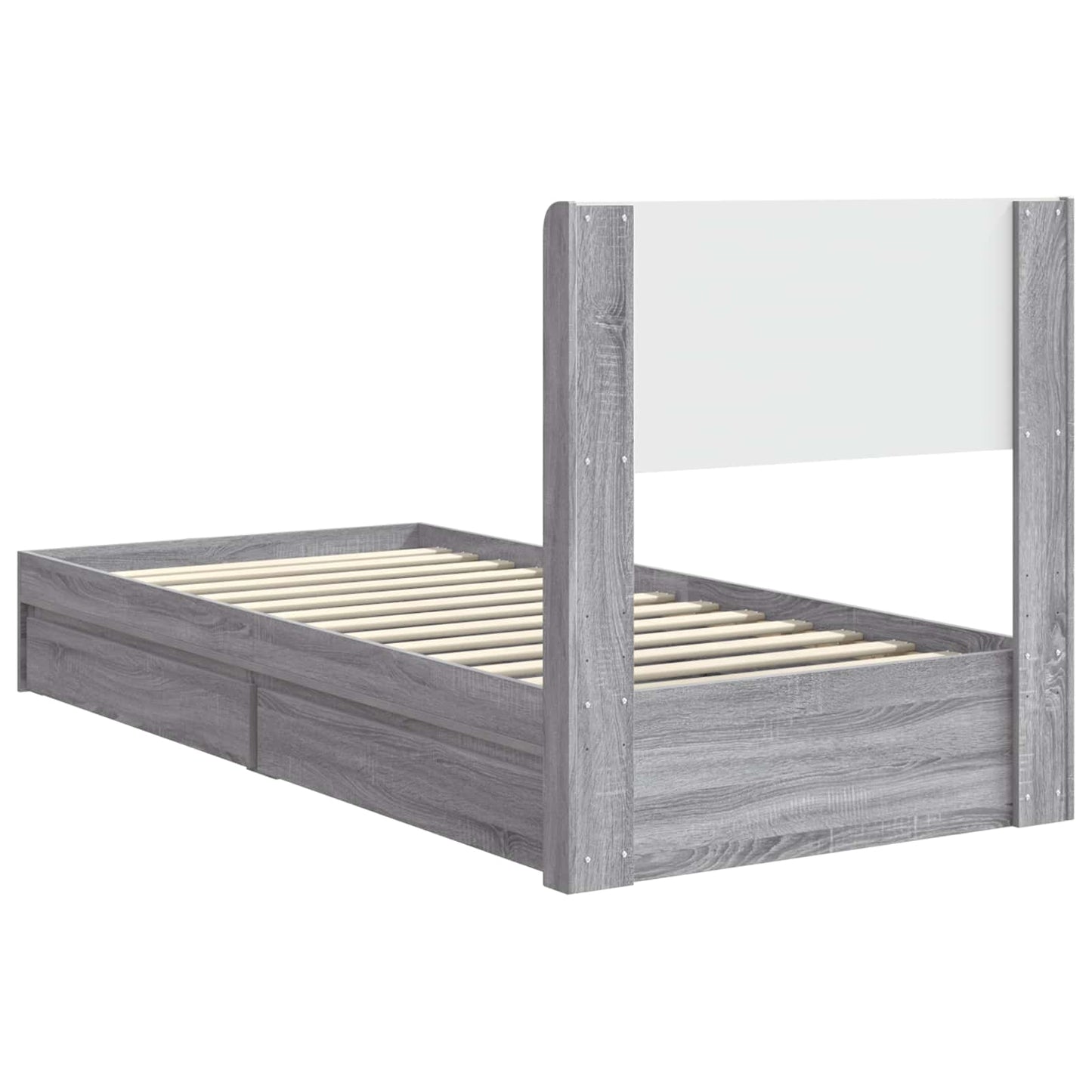 Bedframe met opbergruimte en hoofdbord Grijs Sonoma 90 x 190 cm