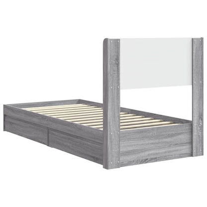 Bedframe met opbergruimte en hoofdbord Grijs Sonoma 90 x 190 cm