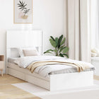Bedframe 75x190 cm wit met opbergruimte en hoofdbord