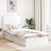 Bedframe 75x190 cm wit met opbergruimte en hoofdbord