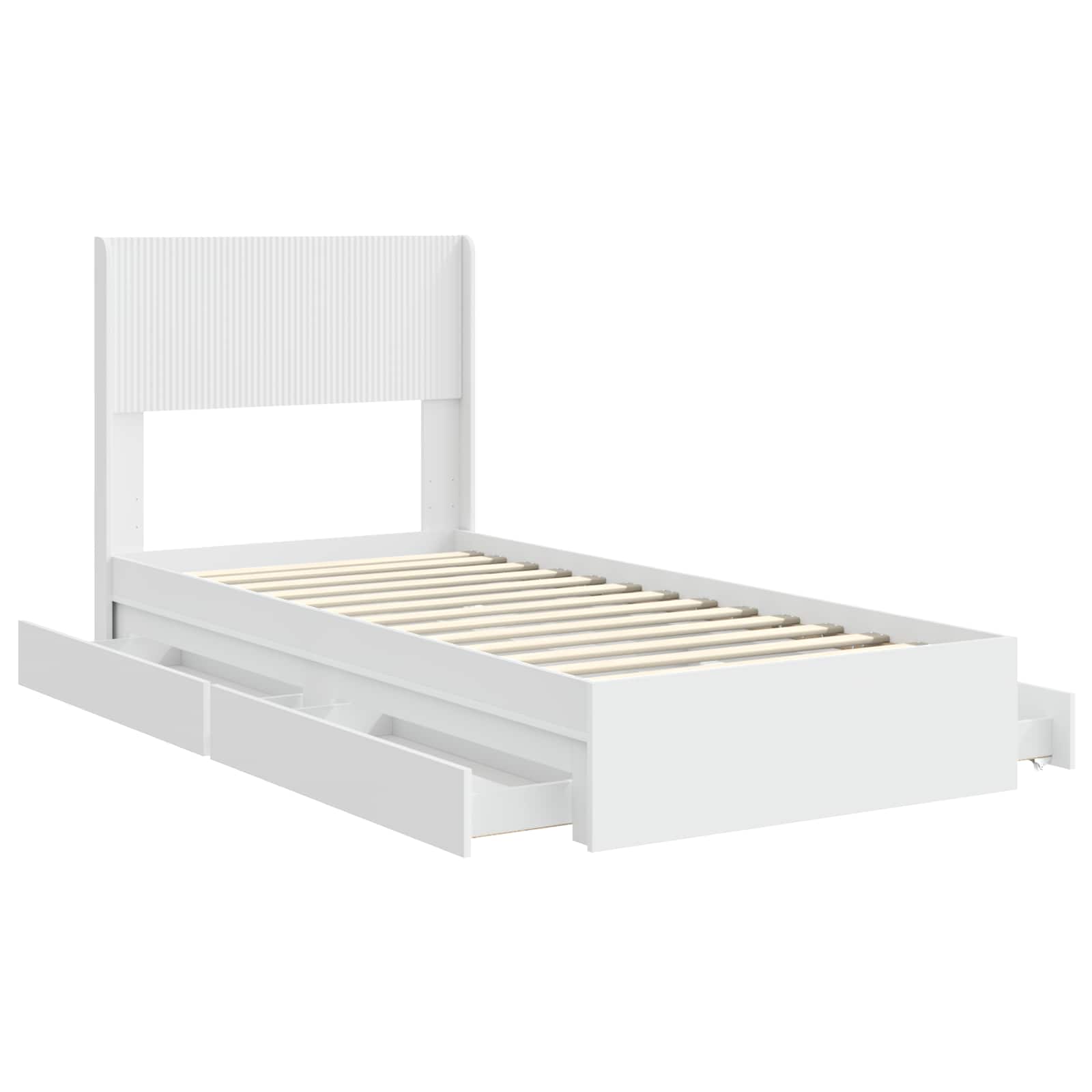 Bedframe met opbergruimte en hoofdbord Wit 75 x 190 cm