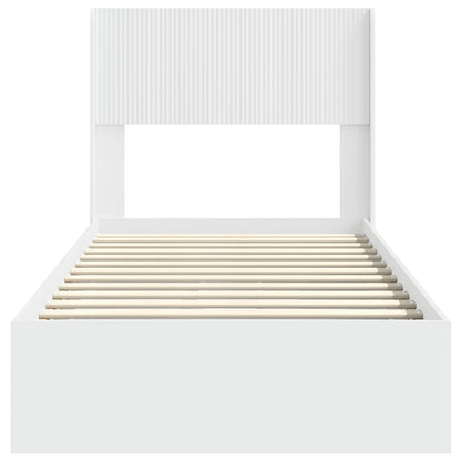 Bedframe met opbergruimte en hoofdbord Wit 75 x 190 cm