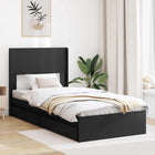 Bedframe 75 x 190 cm zwart met opbergruimte en hoofdbord