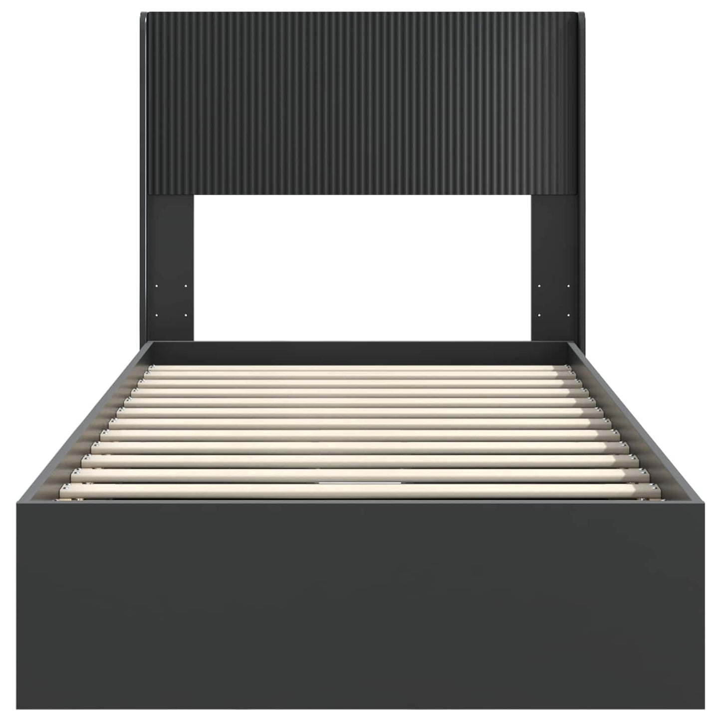 Bedframe met opbergruimte en hoofdbord Zwart 75 x 190 cm