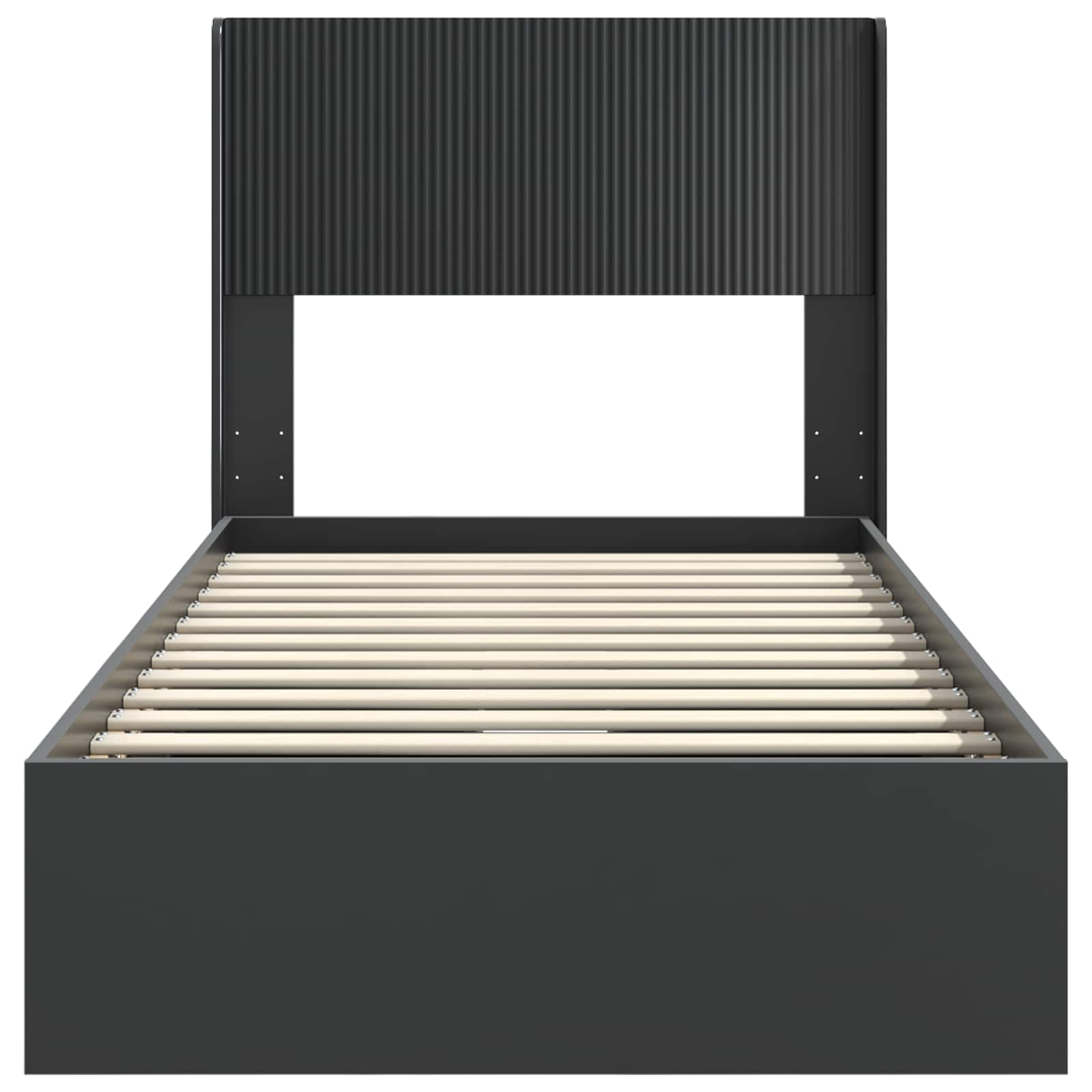 Bedframe met opbergruimte en hoofdbord Zwart 75 x 190 cm
