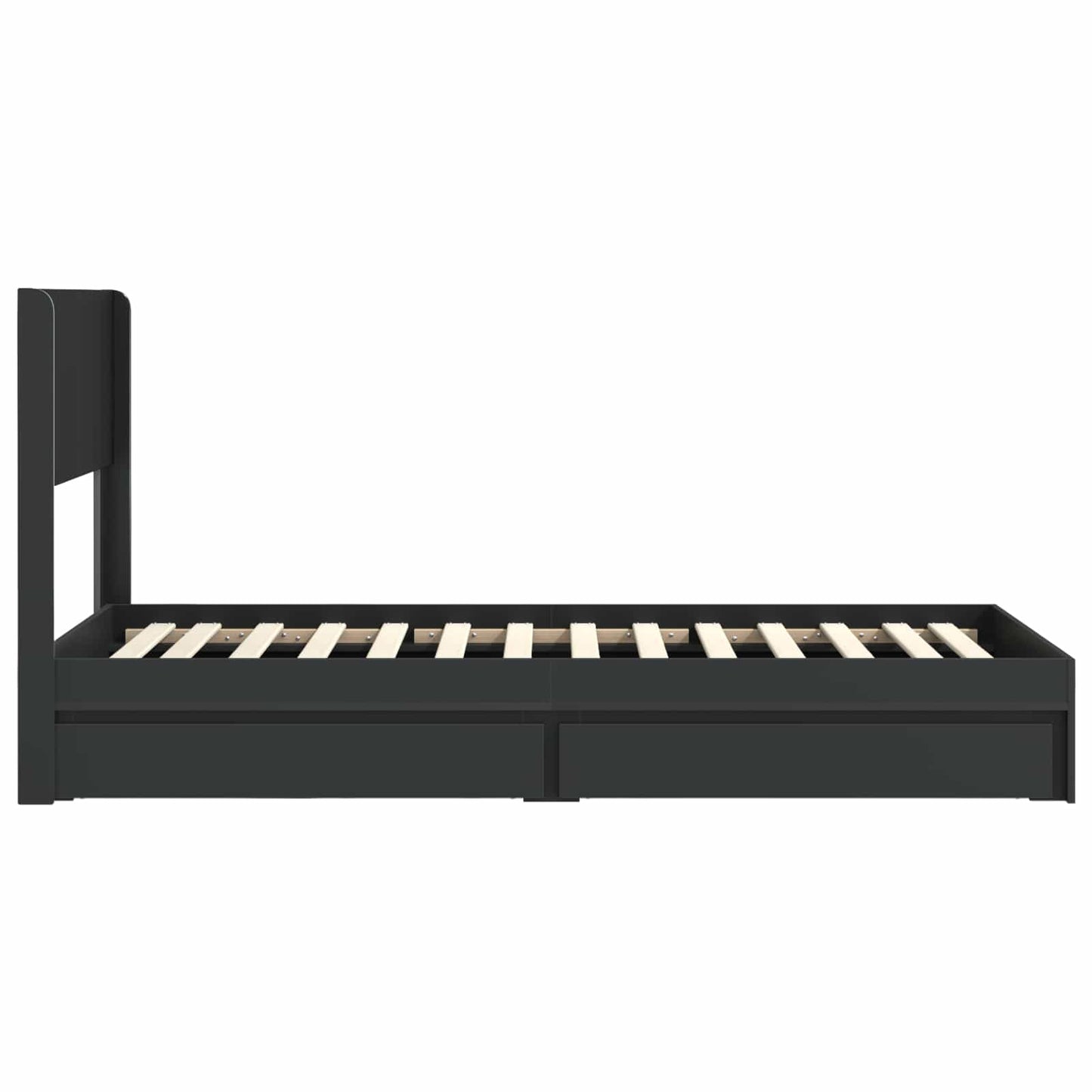 Bedframe met opbergruimte en hoofdbord Zwart 75 x 190 cm