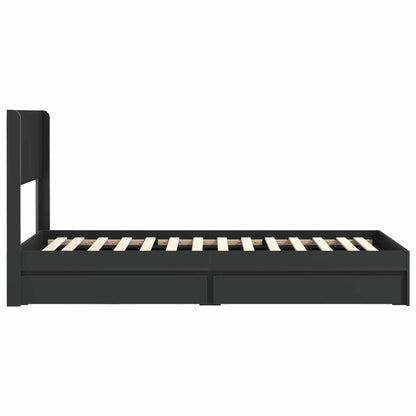 Bedframe met opbergruimte en hoofdbord Zwart 75 x 190 cm