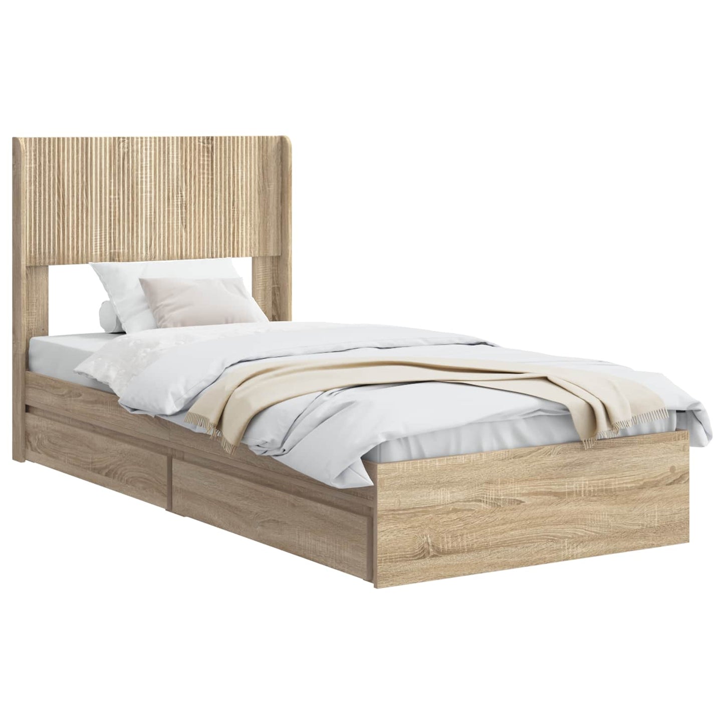 Bedframe met opbergruimte en hoofdbord Sonoma Eiken 75 x 190 cm
