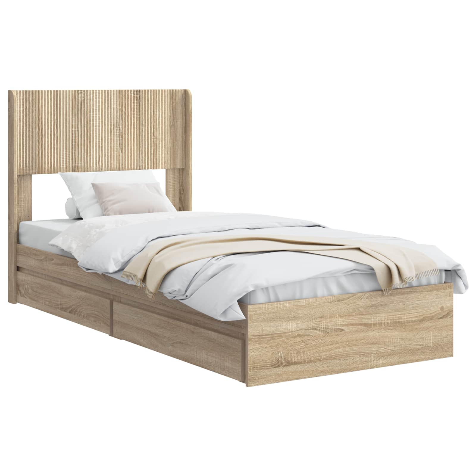 Bedframe met opbergruimte en hoofdbord Sonoma Eiken 75 x 190 cm