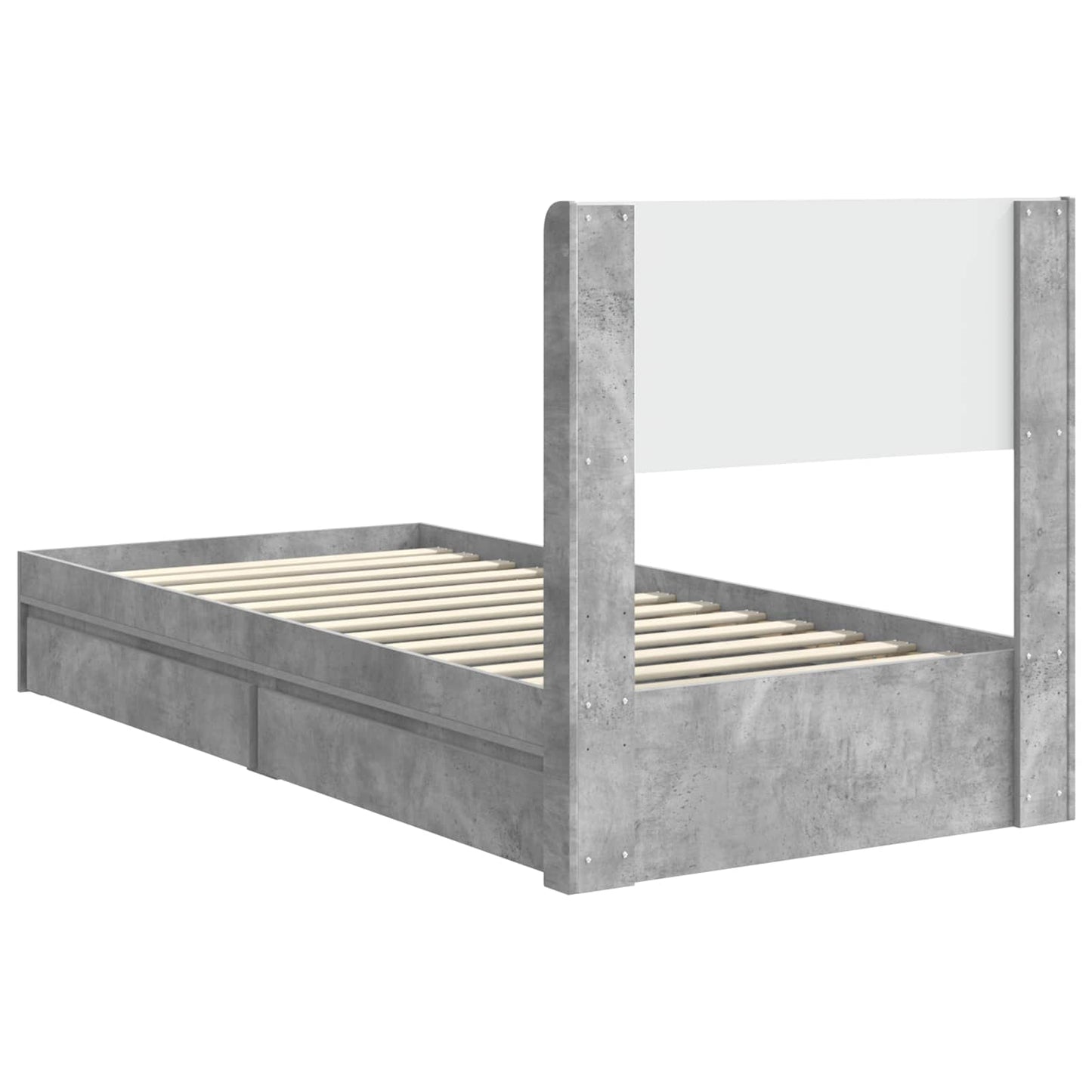 Bedframe met opbergruimte en hoofdbord Betongrijs 75 x 190 cm