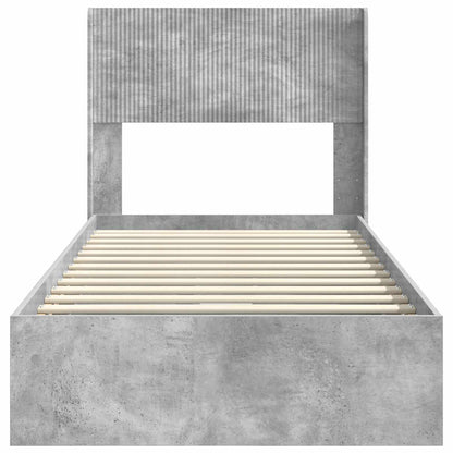 Bedframe met opbergruimte en hoofdbord Betongrijs 75 x 190 cm