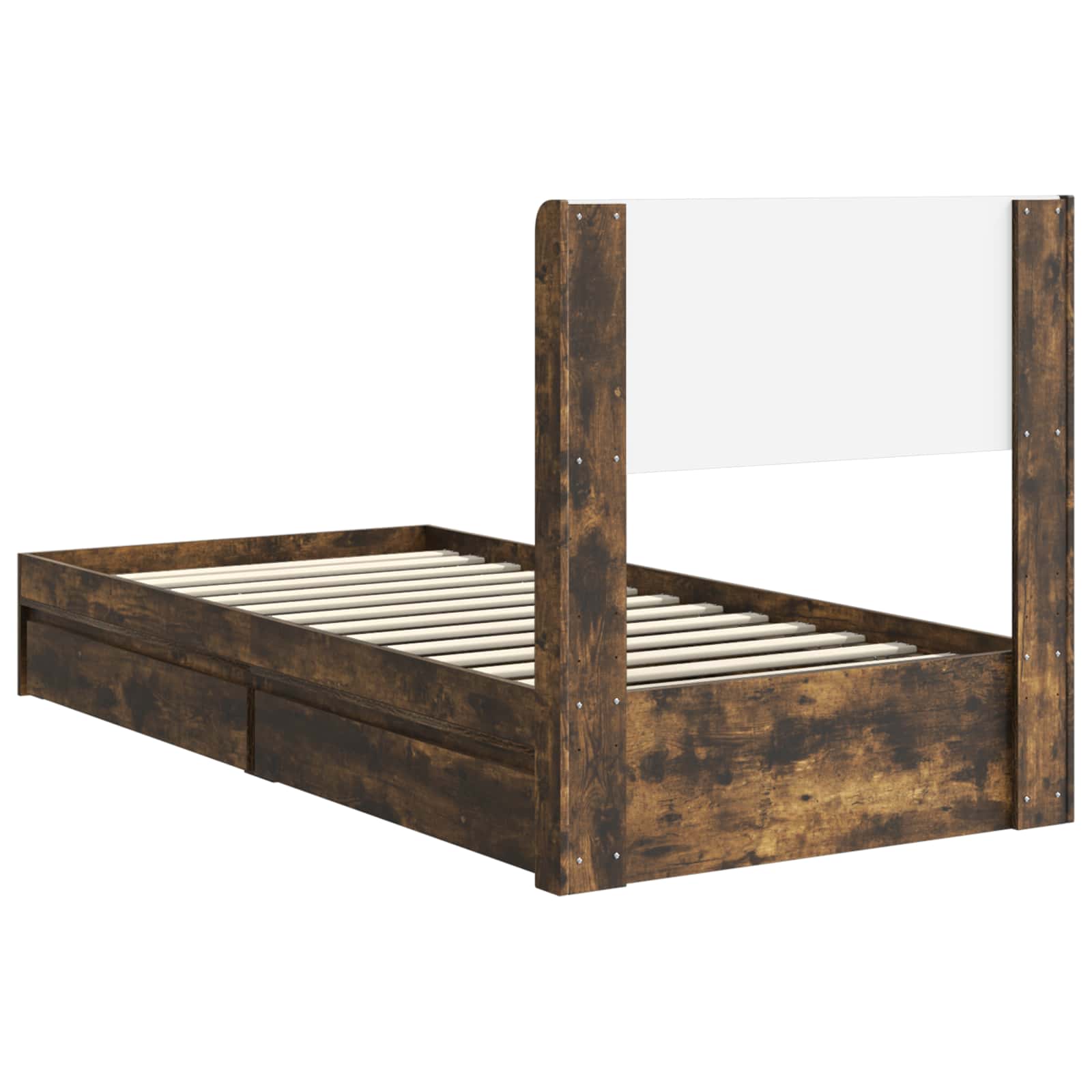 Bedframe met opbergruimte en hoofdbord Gerookt eiken
