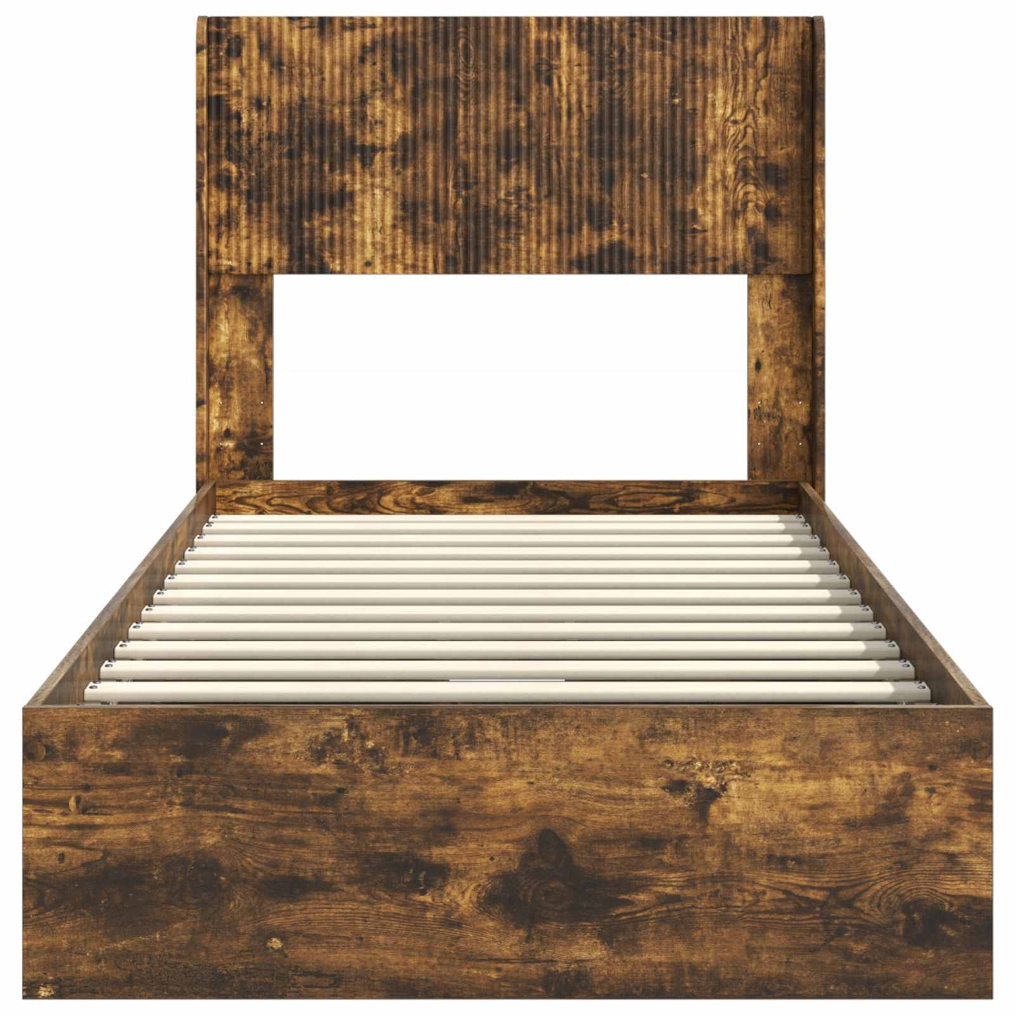 Bedframe met opbergruimte en hoofdbord Gerookt eiken