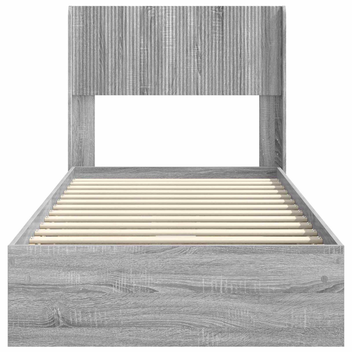Bedframe met opbergruimte en hoofdbord Grijs Sonoma 75 x 190 cm