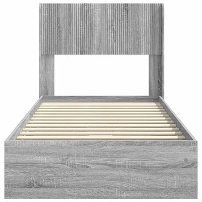 Bedframe met opbergruimte en hoofdbord Grijs Sonoma 75 x 190 cm