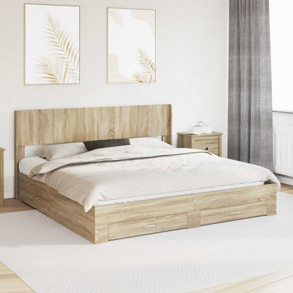 Bedframe met opbergruimte en hoofdbord Sonoma Eiken