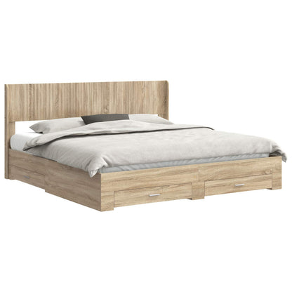 Bedframe met opbergruimte en hoofdbord Sonoma Eiken