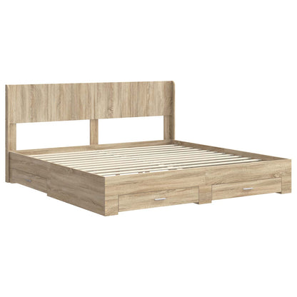 Bedframe met opbergruimte en hoofdbord Sonoma Eiken