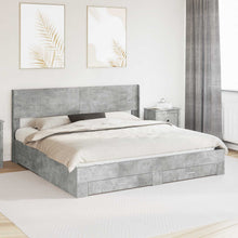 Bedframe met opbergruimte en hoofdbord Betongrijs Bewerkt hout