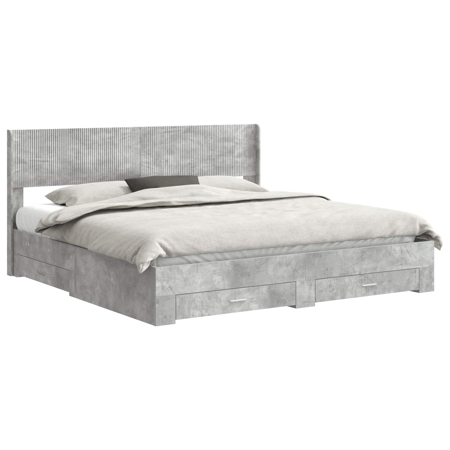 Bedframe met opbergruimte en hoofdbord Betongrijs Bewerkt hout