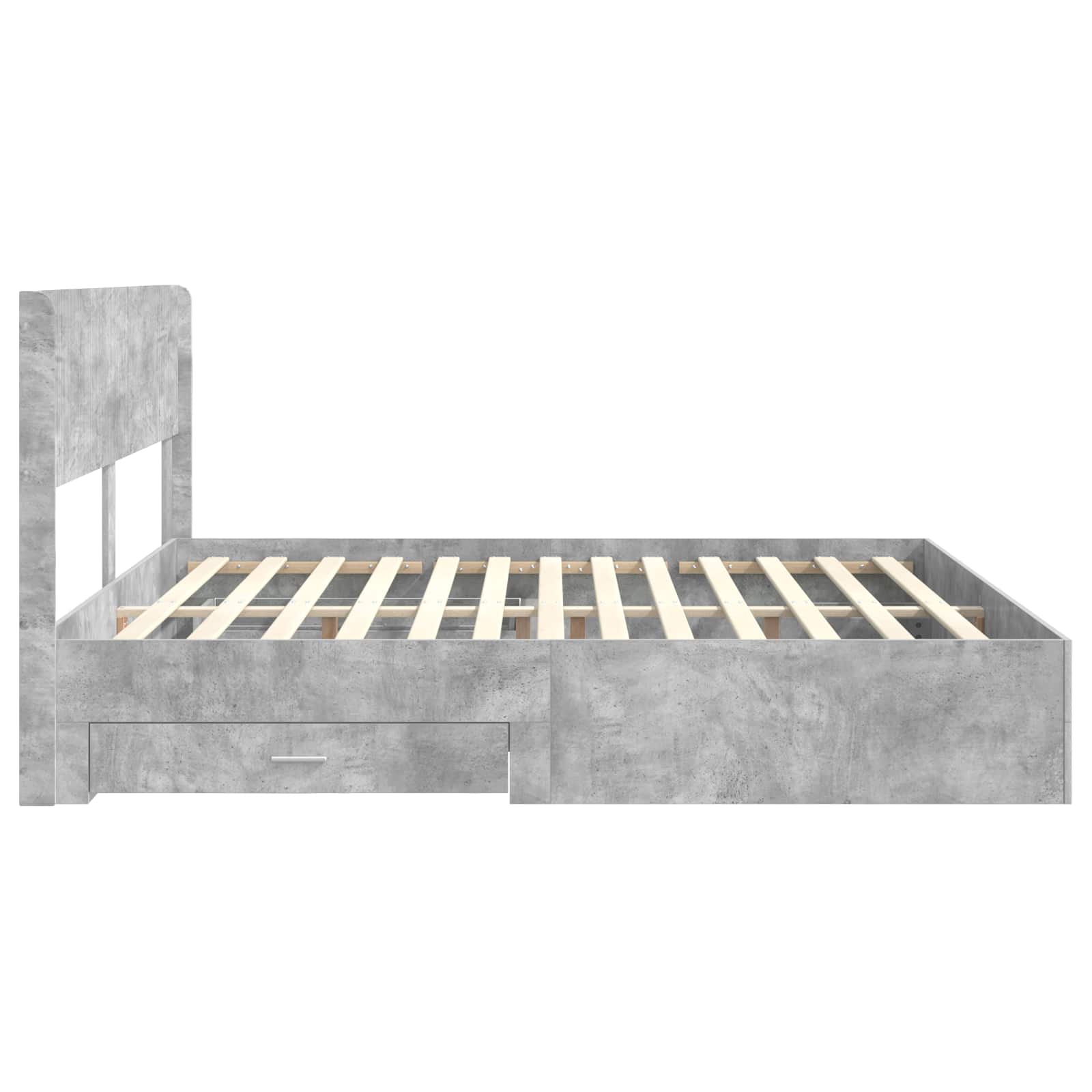 Bedframe met opbergruimte en hoofdbord Betongrijs Bewerkt hout