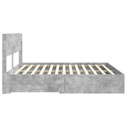 Bedframe met opbergruimte en hoofdbord Betongrijs Bewerkt hout