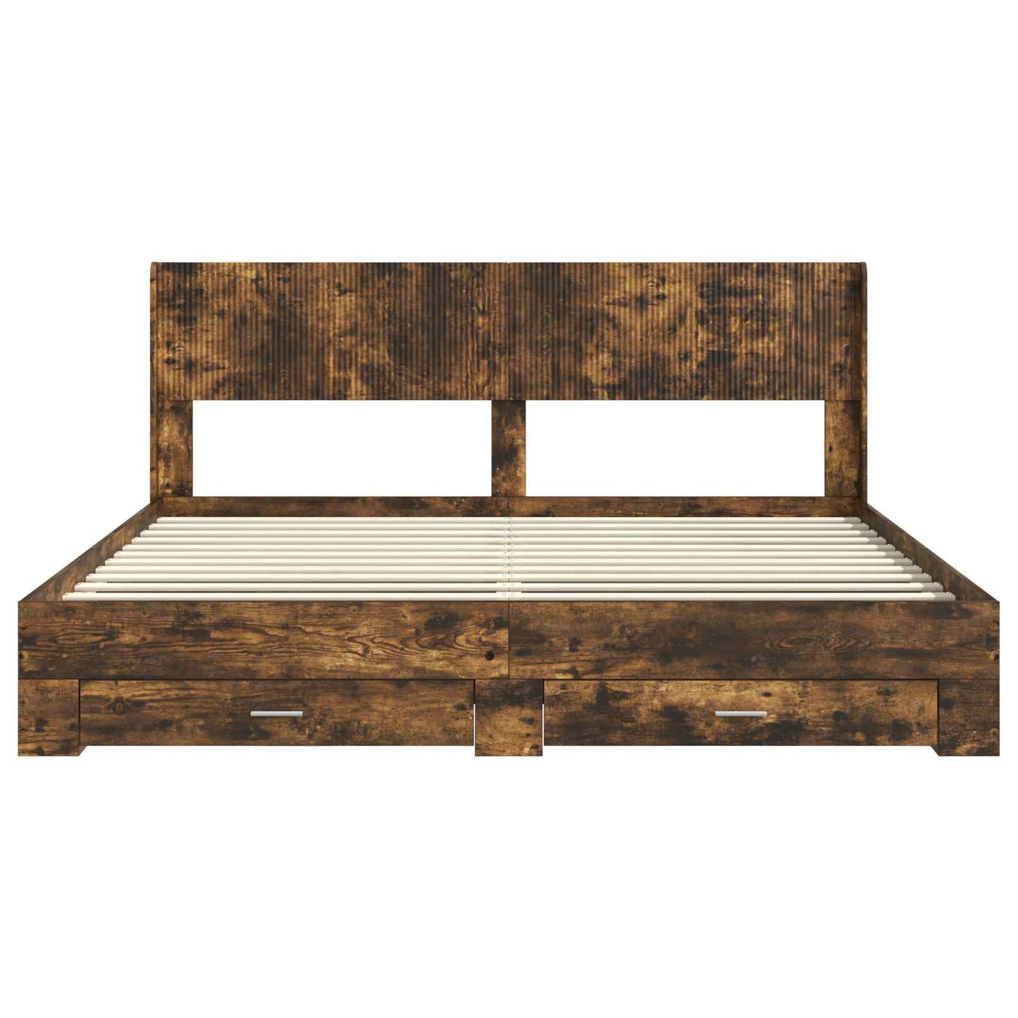 Bedframe met opbergruimte en hoofdbord Gerookt eiken