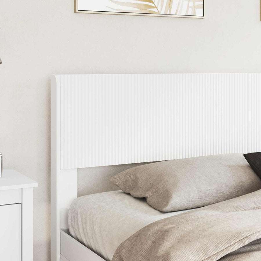 Bedframe met opbergruimte en hoofdbord Wit Bewerkt hout