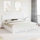 Bed frame with storage and headboard White Engineered wood