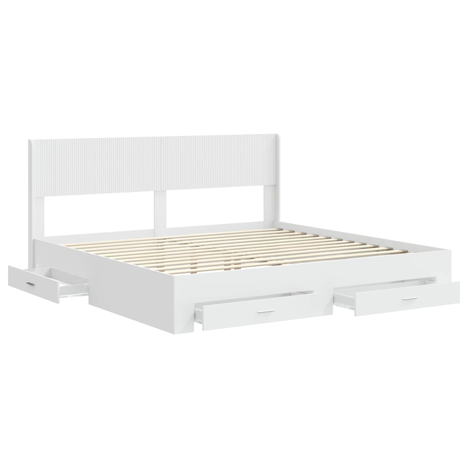 Bedframe met opbergruimte en hoofdbord Wit Bewerkt hout