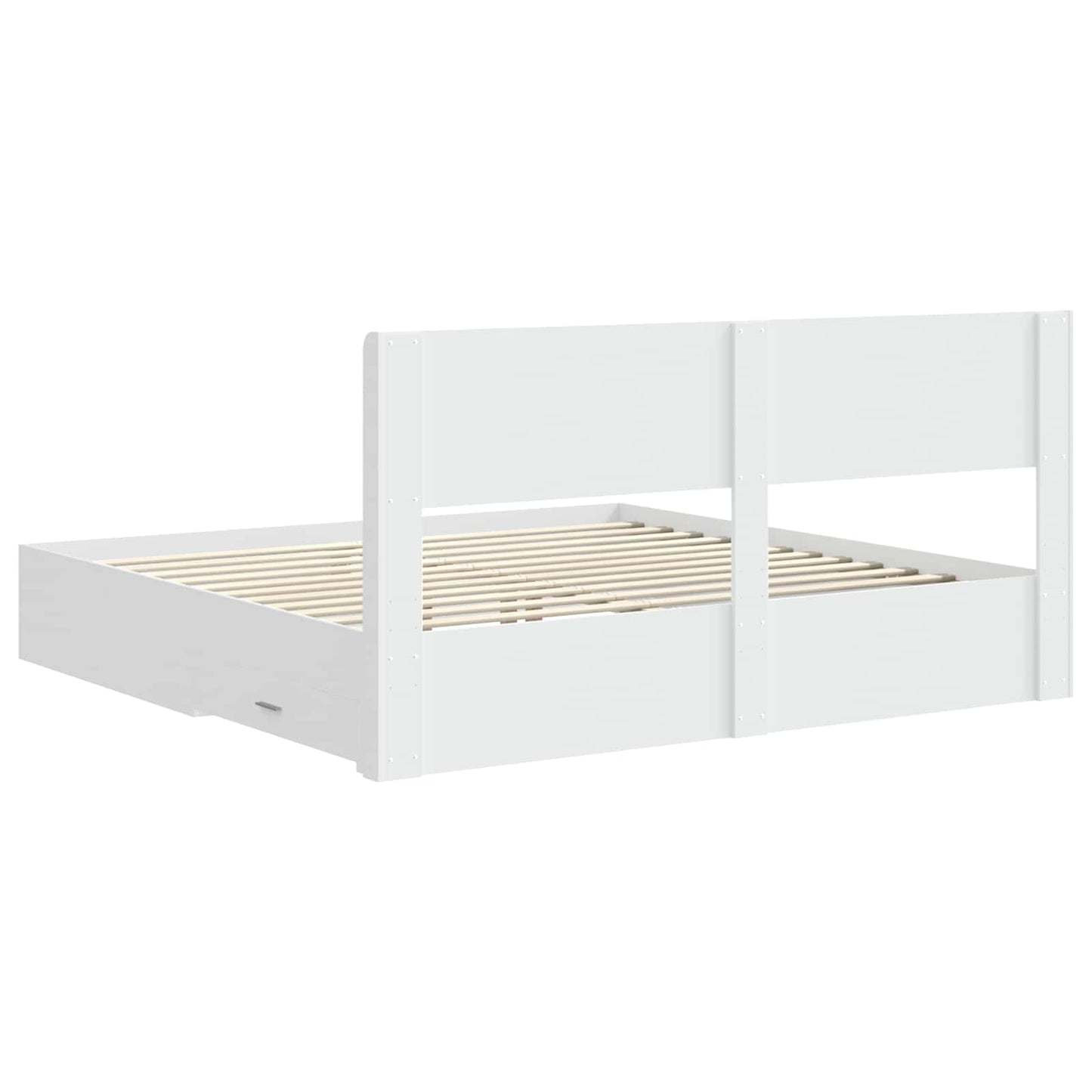 Bedframe met opbergruimte en hoofdbord Wit Bewerkt hout