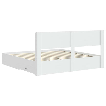 Bedframe met opbergruimte en hoofdbord Wit Bewerkt hout