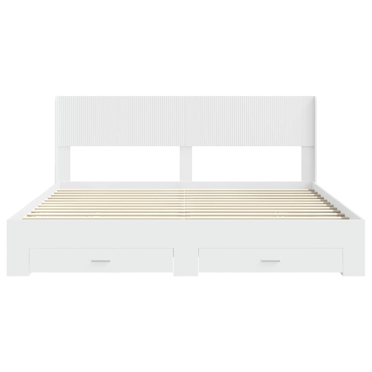 Bedframe met opbergruimte en hoofdbord Wit Bewerkt hout