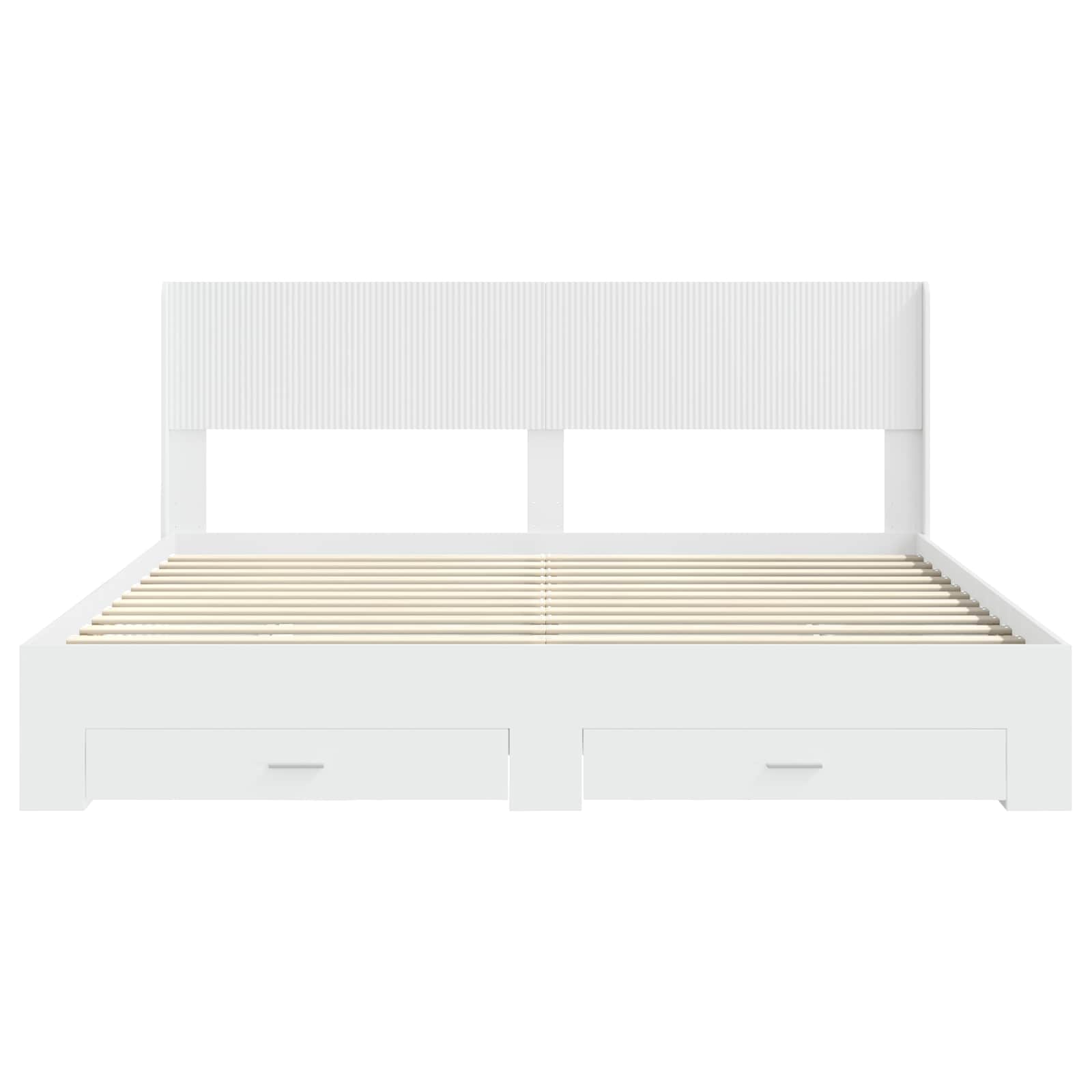 Bedframe met opbergruimte en hoofdbord Wit Bewerkt hout