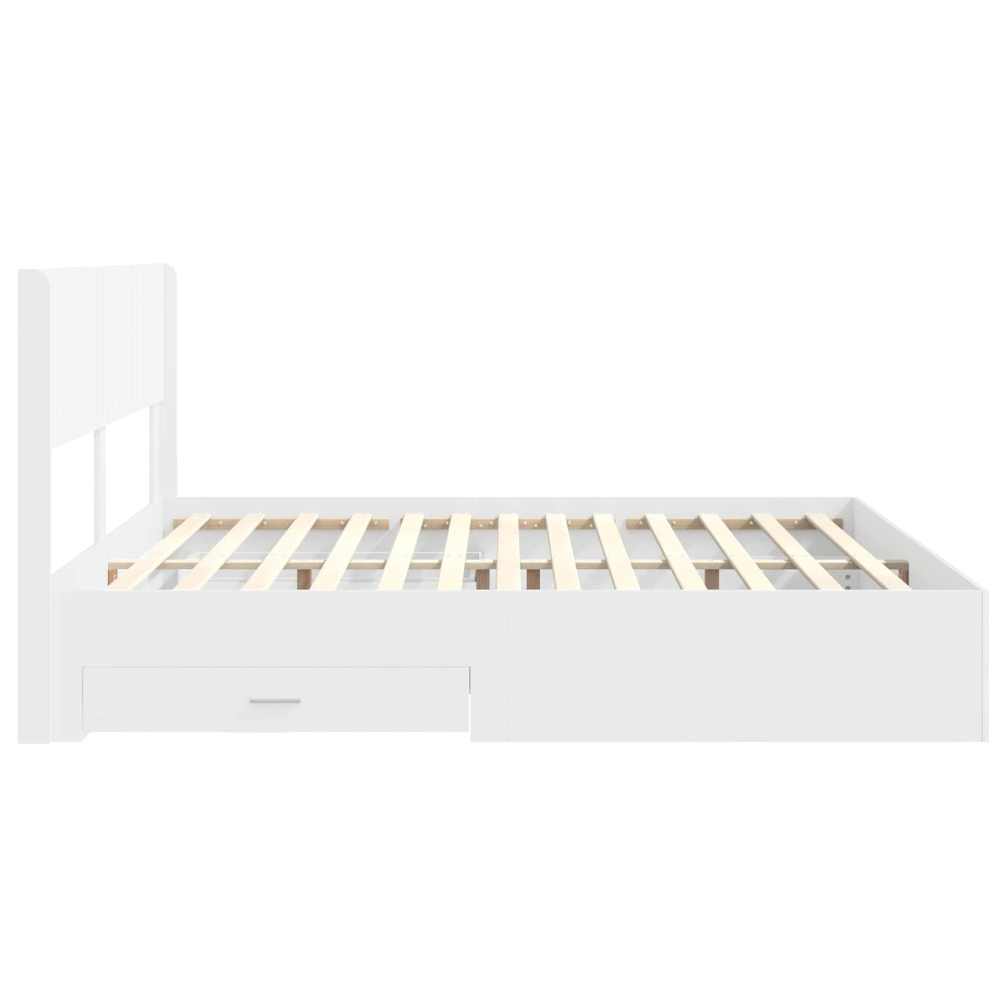 Bedframe met opbergruimte en hoofdbord Wit Bewerkt hout