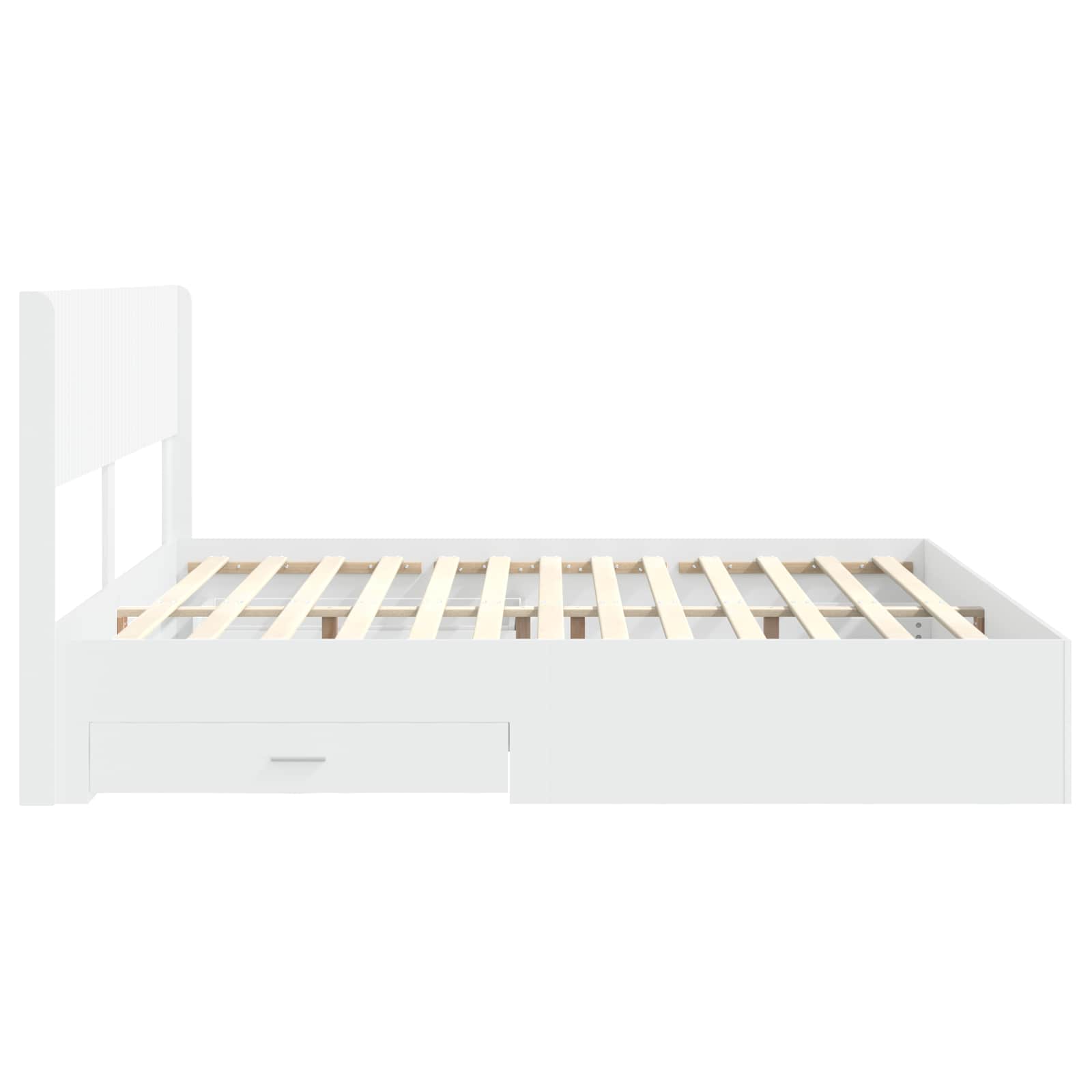 Bedframe met opbergruimte en hoofdbord Wit Bewerkt hout
