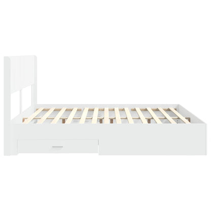 Bedframe met opbergruimte en hoofdbord Wit Bewerkt hout