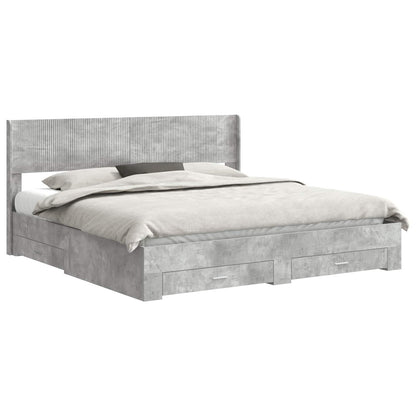 Bedframe met opbergruimte en hoofdbord Betongrijs 180 x 200 cm