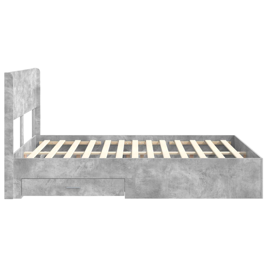 Bedframe met opbergruimte en hoofdbord Betongrijs 150 x 200 cm