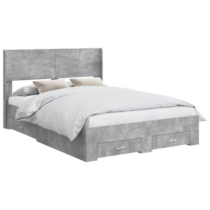 Bedframe met opbergruimte en hoofdbord Betongrijs 140 x 200 cm