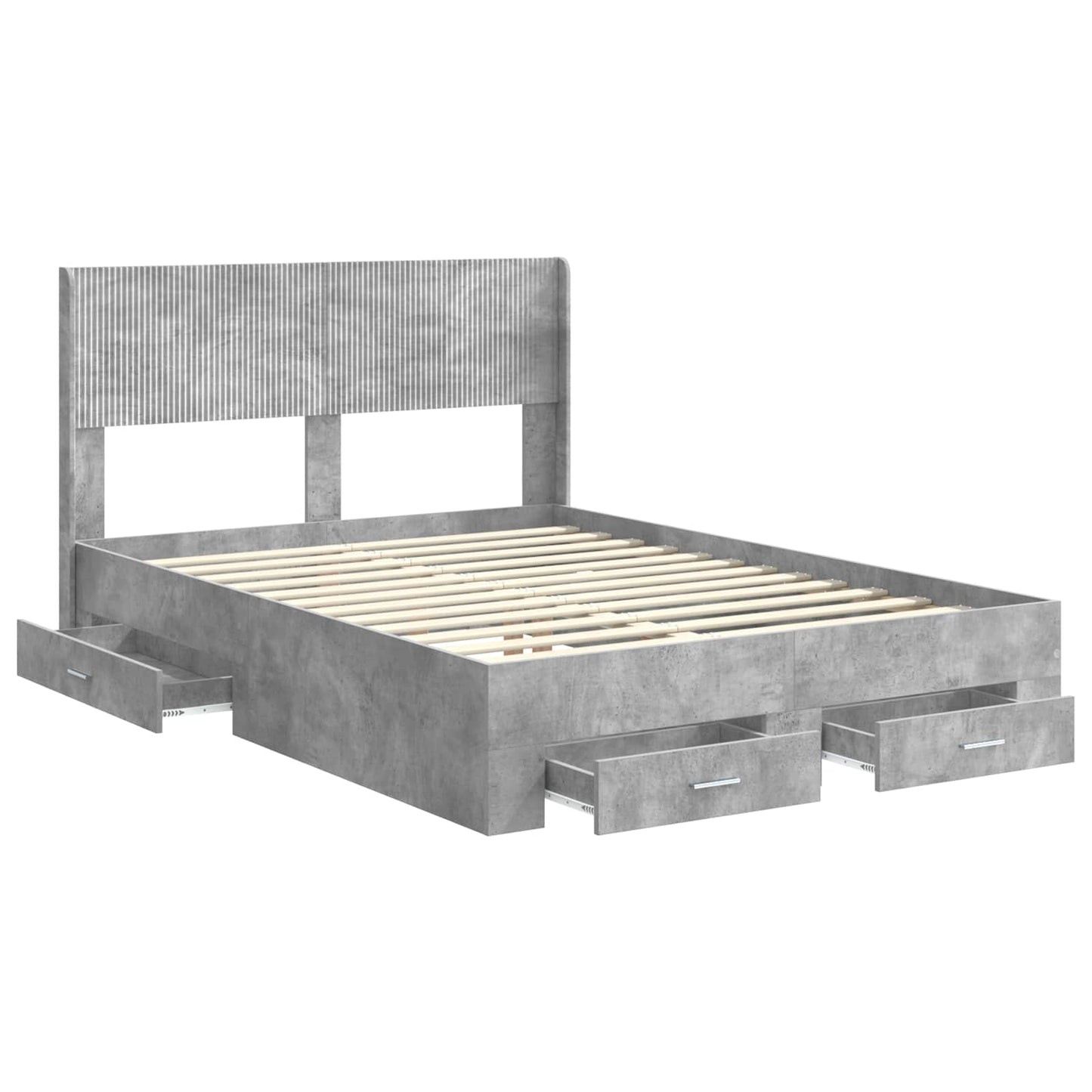 Bedframe met opbergruimte en hoofdbord Betongrijs 140 x 200 cm
