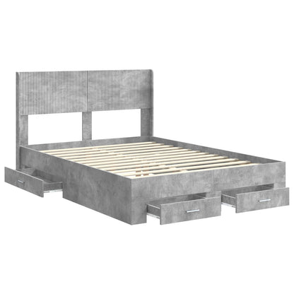 Bedframe met opbergruimte en hoofdbord Betongrijs 140 x 200 cm