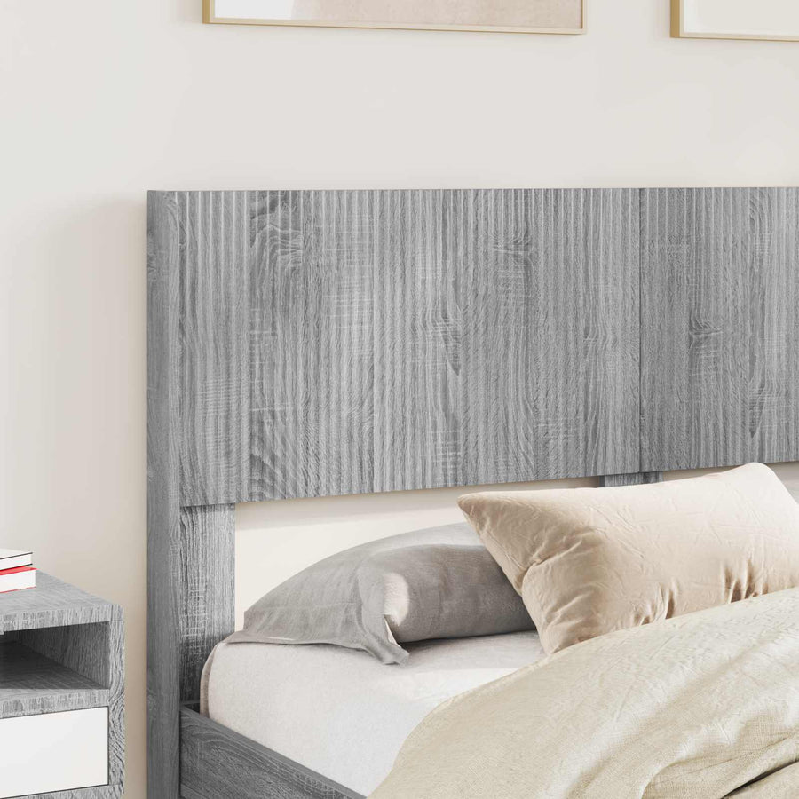 Bedframe met opbergruimte en hoofdbord Grijs Sonoma