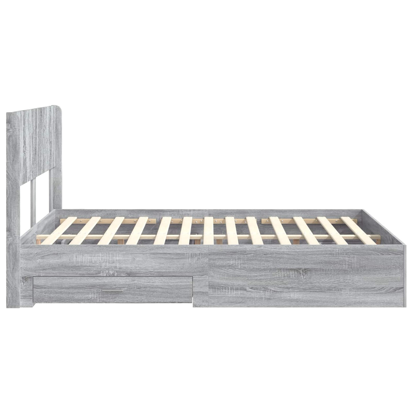 Bedframe met opbergruimte en hoofdbord Grijs Sonoma